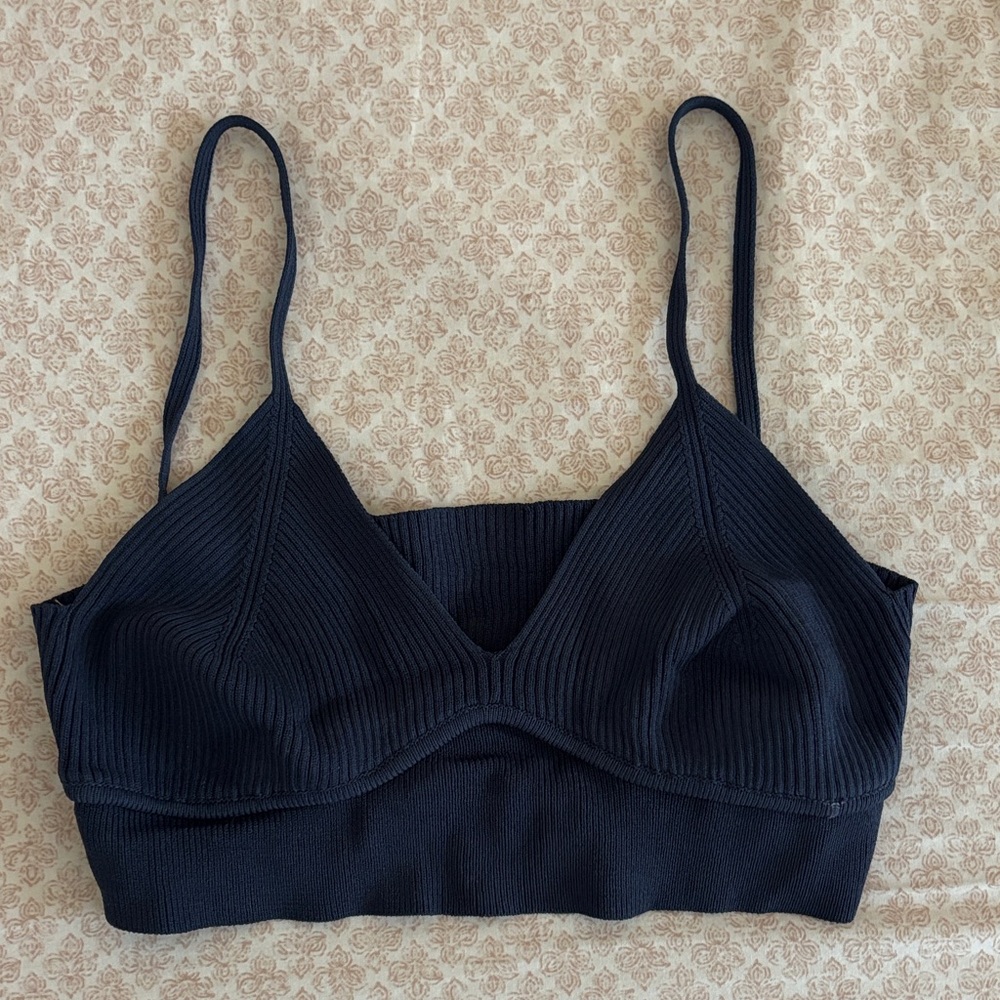 Zara Midnight Ribbed Bralette